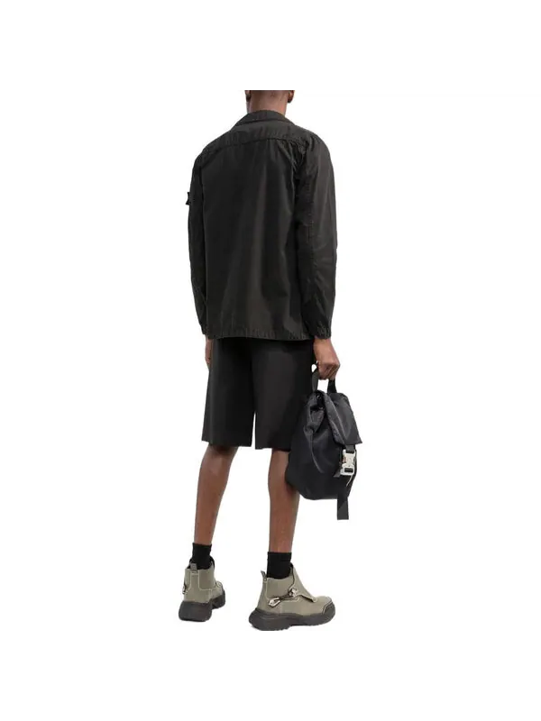 Куртка logo patch button fastening jacket 'black' Stone Island — изображение 2 из 3, черный