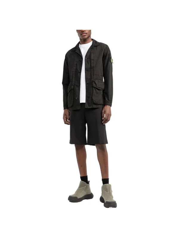 Куртка logo patch button fastening jacket 'black' Stone Island — изображение 3 из 3, черный