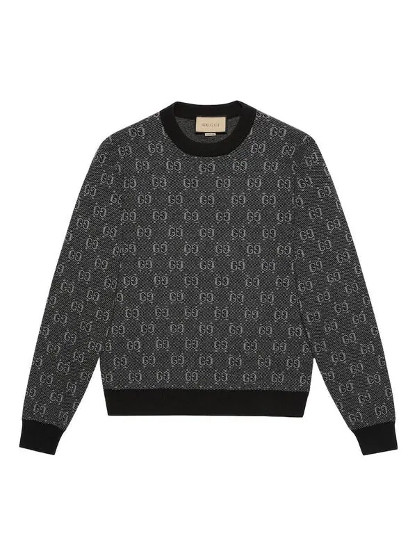 Свитер Gucci gg wool jacquard sweater 'grey' — изображение 1 из 1, серый