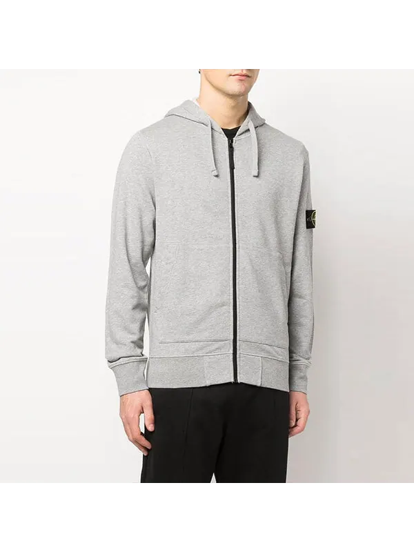 Куртка hooded track jacket 'melange grey' Stone Island — изображение 3 из 3, серый