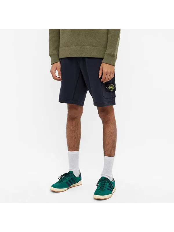 Шорты garment dyed sweat shorts 'navy' Stone Island — изображение 3 из 3, темно-синий