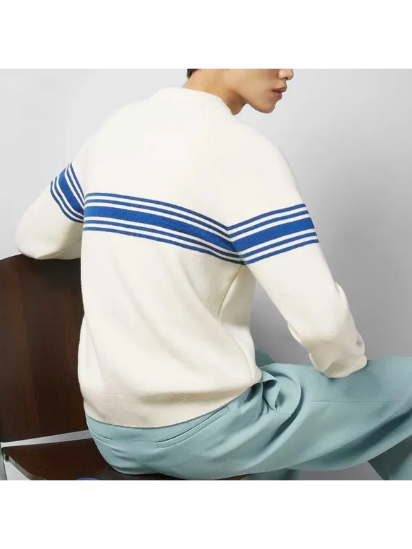 Свитер Gucci knit wool sweater with square gg 'ivory blue' — изображение 4 из 4, слоновая кость/синий