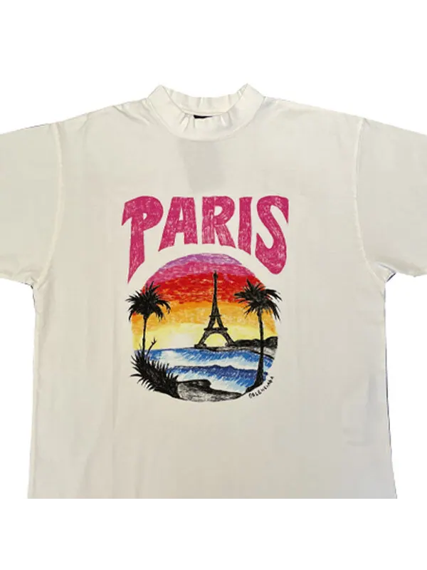Футболка paris tropical t-shirt 'white' Balenciaga — изображение 3 из 4