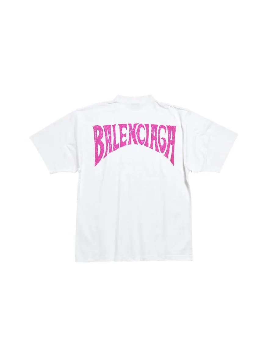 Футболка Balenciaga Hand-Drawn T-shirt Medium Fit 'White' — изображение 2 из 6, белый