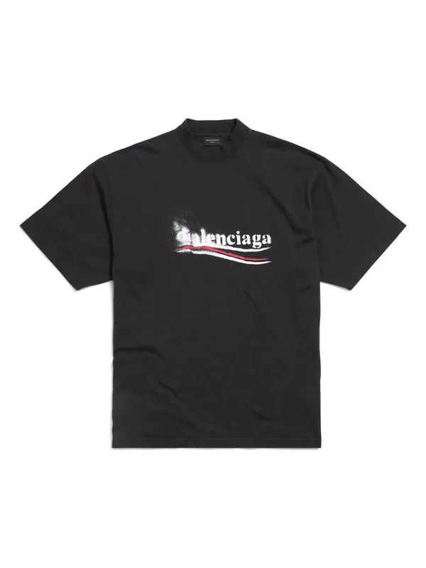 Футболка political stencil t-shirt 'black white' Balenciaga — изображение 1 из 2, черный/белый