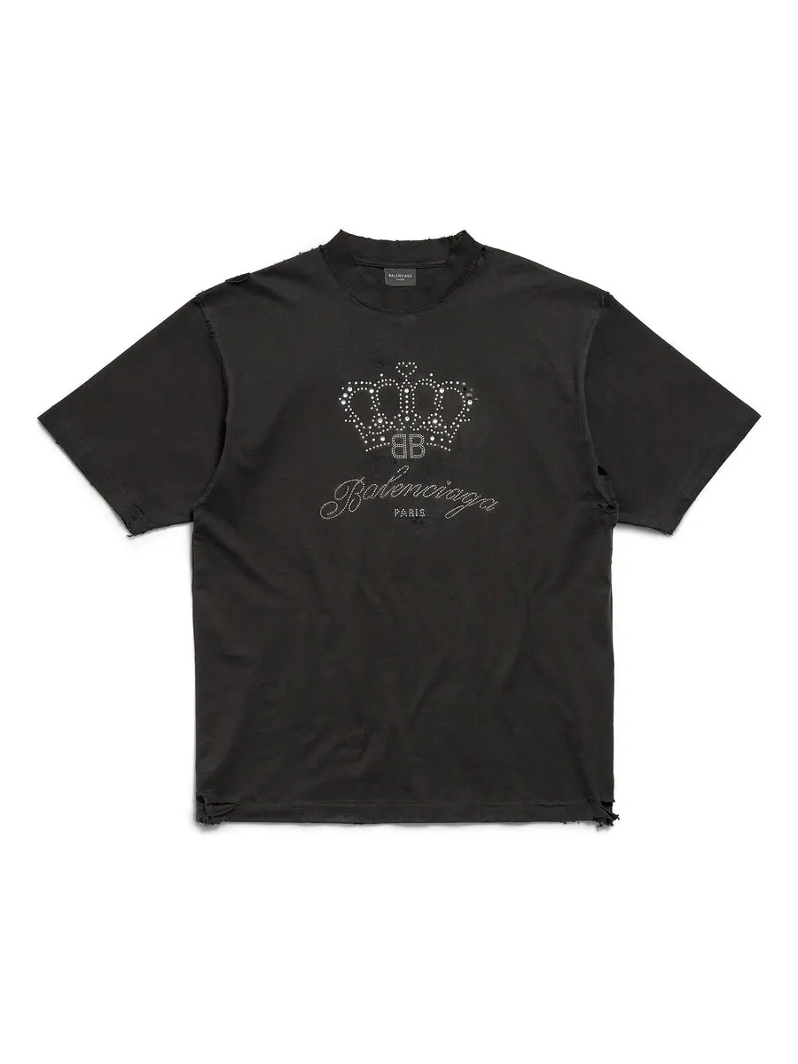 Футболка (WMNS) Balenciaga BB Motel T-shirt Medium Fit 'Black' — изображение 1 из 2, черный