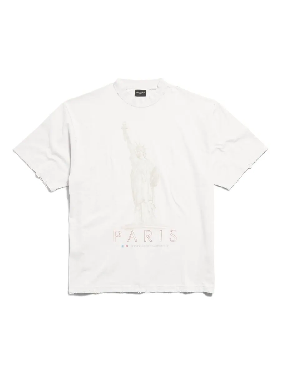 Футболка Balenciaga Paris Liberty T-Shirt 'Off White' — изображение 1 из 2, бежевый