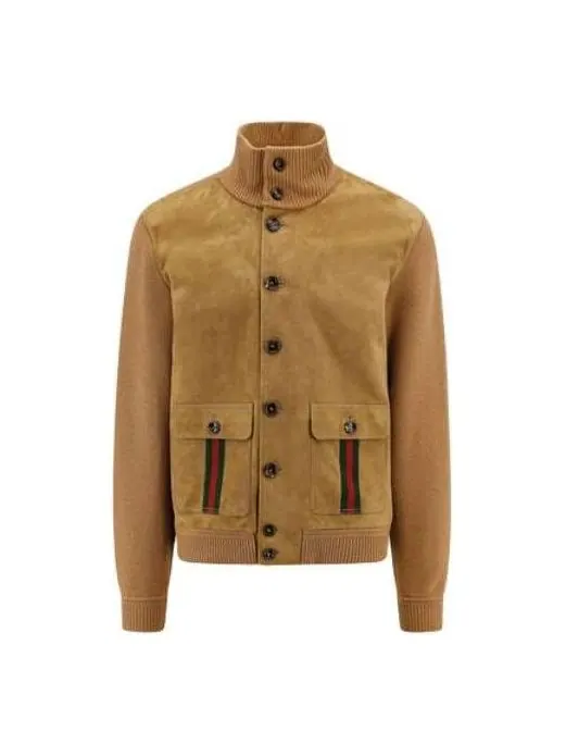 Куртка Gucci Suede Bomber Jacket With Web 'Camel'