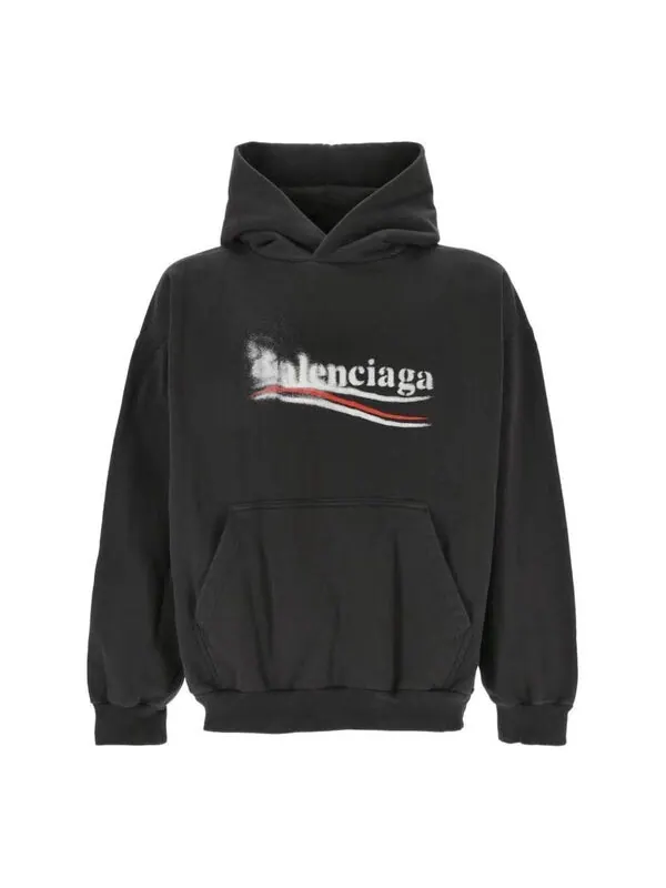Толстовка logo hoodies 'black' Balenciaga — изображение 1 из 2, черный/белый/красный