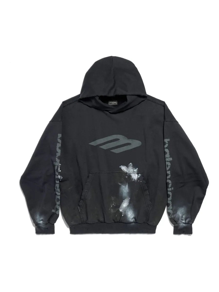 Худи (WMNS) Balenciaga 3B Stencil Hoodie Medium Fit 'Black' — изображение 1 из 2, черный
