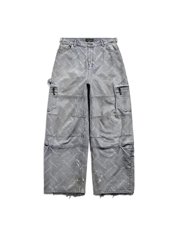 Брюки bal diagonal allover cargo pants 'light blue' Balenciaga — изображение 1 из 4, светлый синий