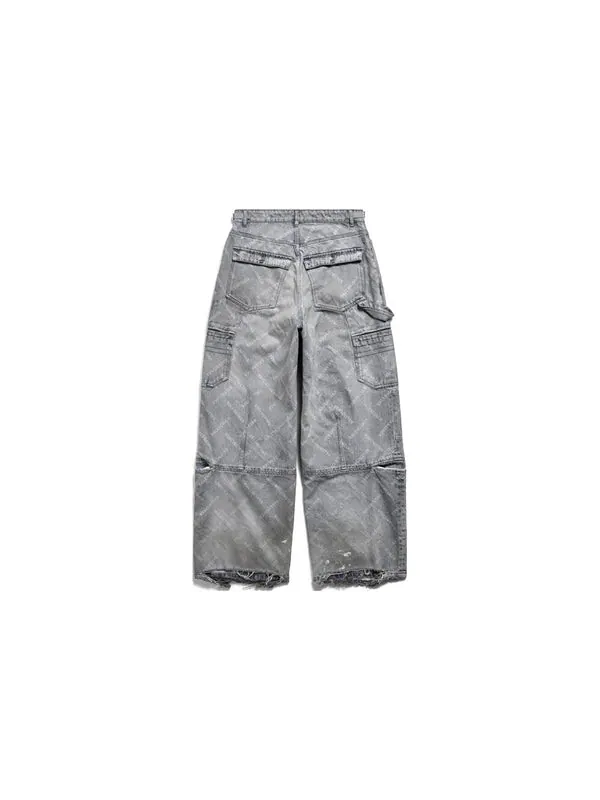 Брюки bal diagonal allover cargo pants 'light blue' Balenciaga — изображение 2 из 4, светлый синий