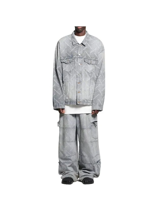 Брюки bal diagonal allover cargo pants 'light blue' Balenciaga — изображение 3 из 4, светлый синий