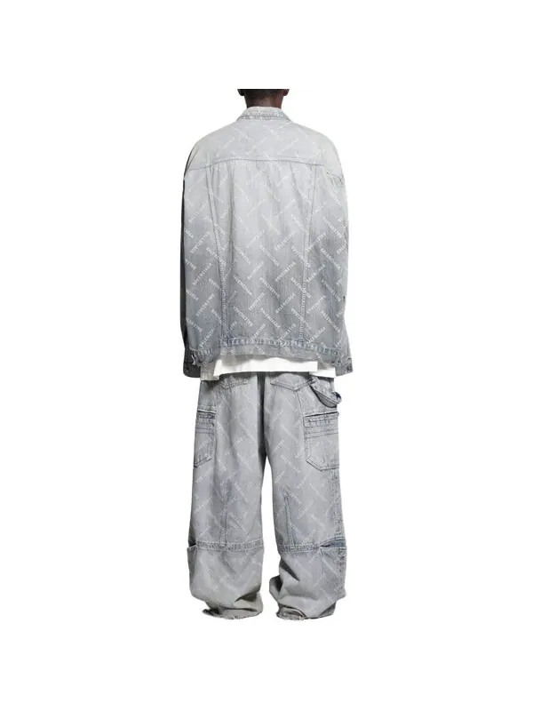 Брюки bal diagonal allover cargo pants 'light blue' Balenciaga — изображение 4 из 4, светлый синий