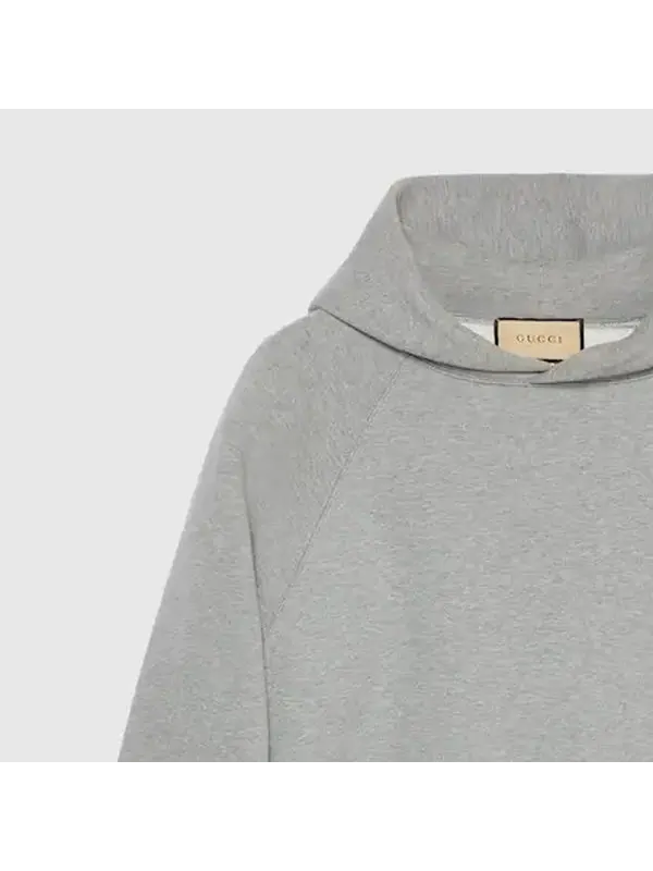 Толстовка Gucci Cotton Hooded Sweatshirt with Print, серая — изображение 4 из 4, серый