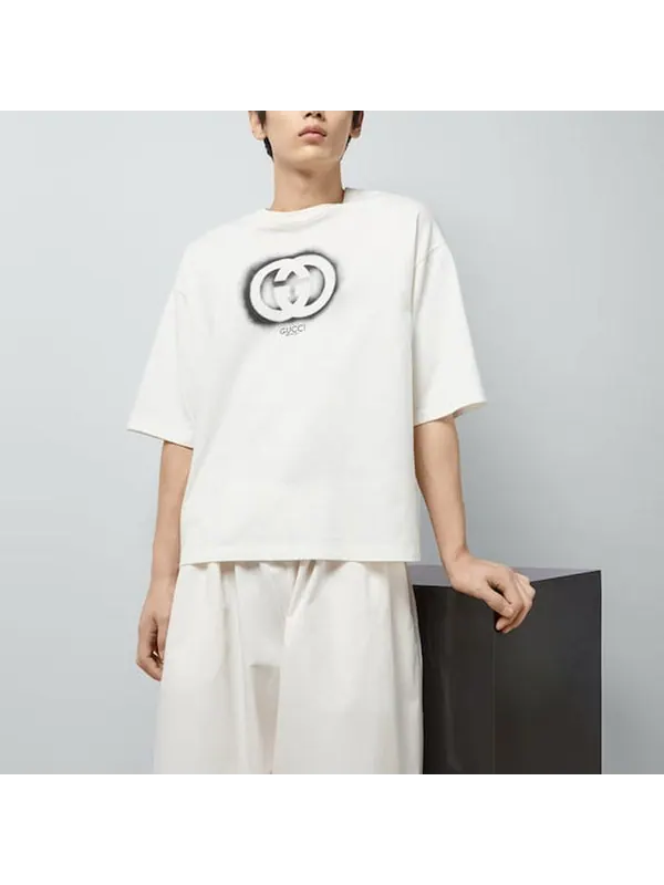 Футболка Gucci Cotton Jersey T-Shirt 'Off White' — изображение 3 из 4, белый