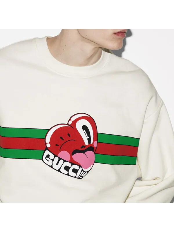 Свитшот Gucci cotton jersey sweatshirt with print 'off white' — изображение 4 из 4, белый