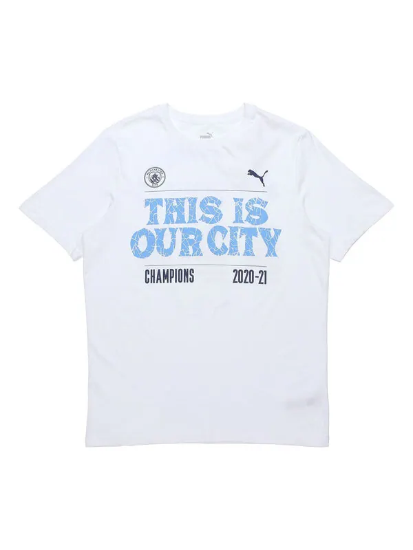 Футболка manchester city 20/21 winner t-shirt 'white' Puma — изображение 1 из 2, белый/синий