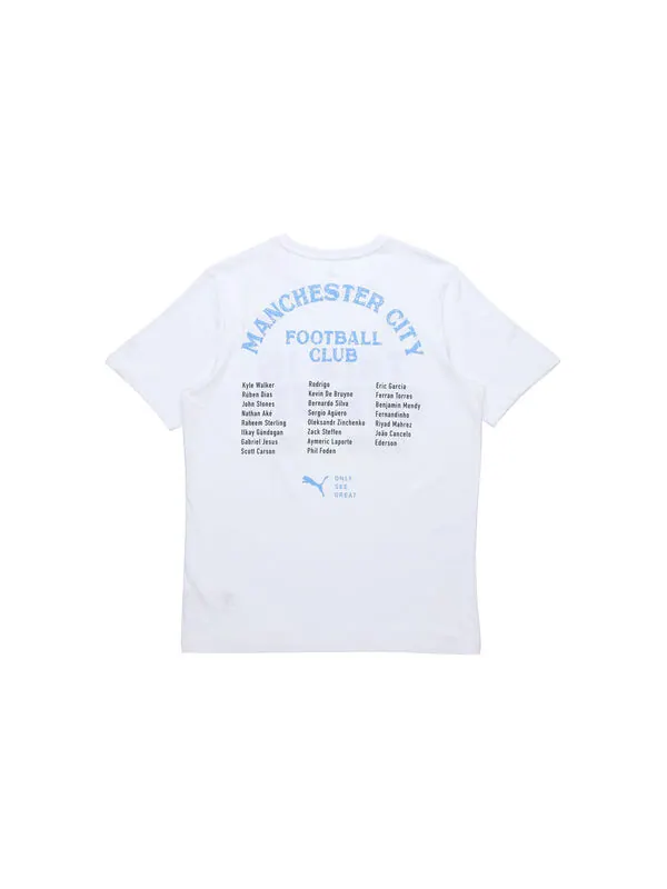 Футболка manchester city 20/21 winner t-shirt 'white' Puma — изображение 2 из 2, белый/синий
