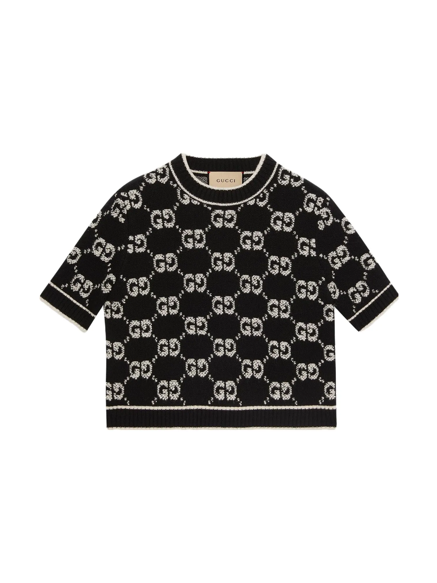 Топ женский Gucci GG Wool Boucl Jacquard Top, с жаккардовым узором — изображение 7 из 7, серый