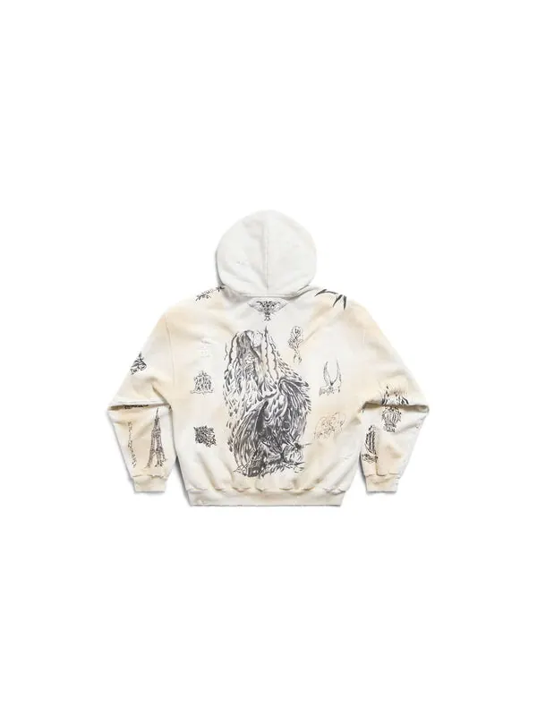 Куртка tat zip-up hoodie medium fit 'off white black' Balenciaga — изображение 2 из 2, белый/черный