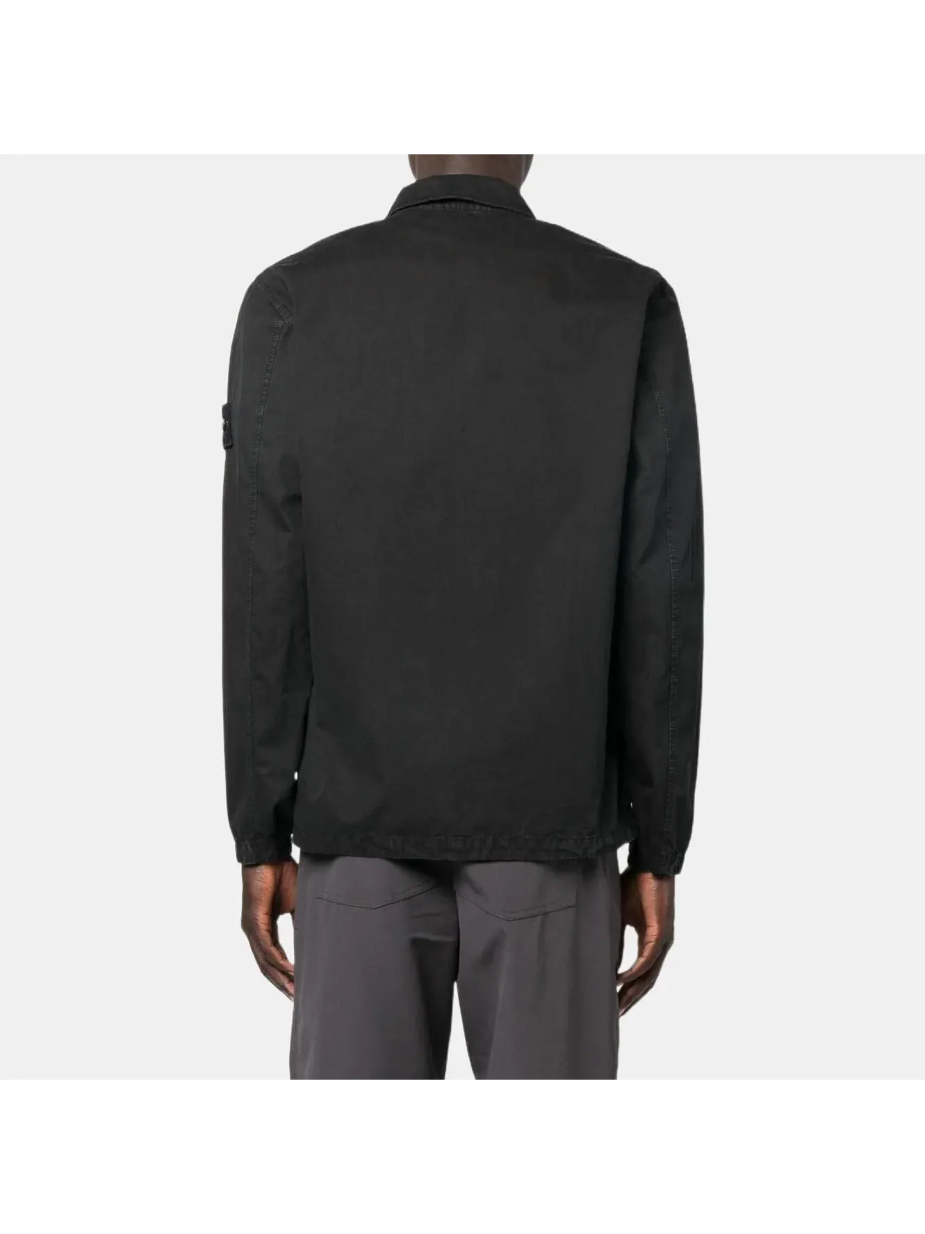 Мужская куртка Stone Island Brushed Canvas Zip — изображение 3 из 5, черный