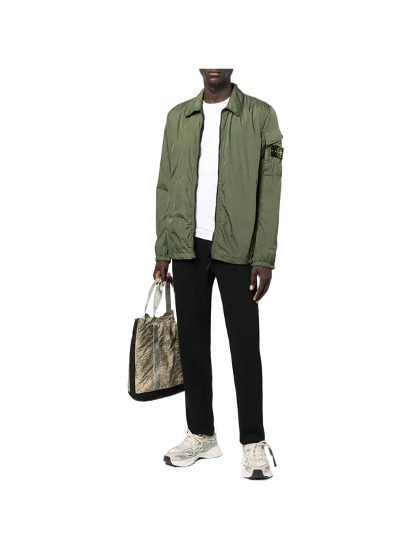 Куртка garment dyed crinkle reps overshirt jacket 'olive green' Stone Island — изображение 2 из 4, оливковый зеленый