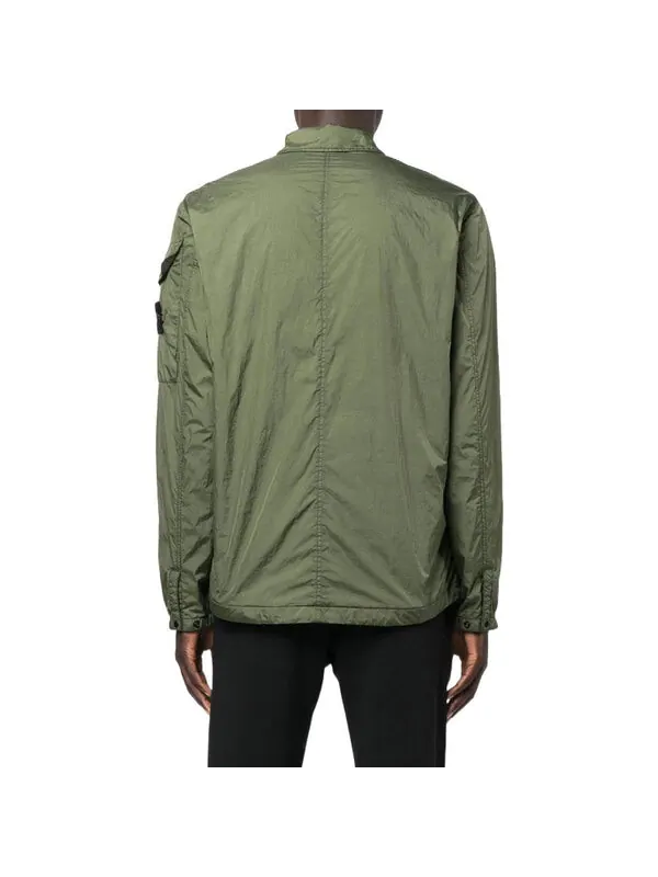 Куртка garment dyed crinkle reps overshirt jacket 'olive green' Stone Island — изображение 3 из 4, оливковый зеленый