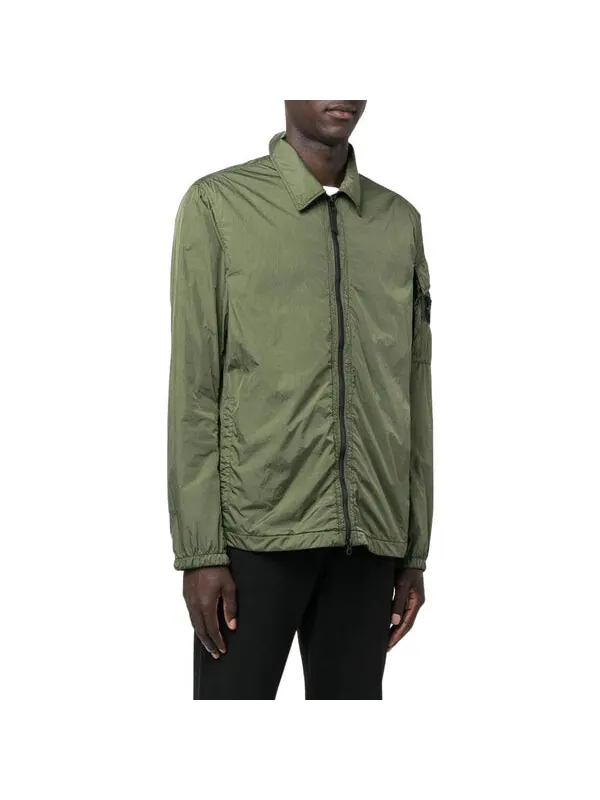 Куртка garment dyed crinkle reps overshirt jacket 'olive green' Stone Island — изображение 4 из 4, оливковый зеленый