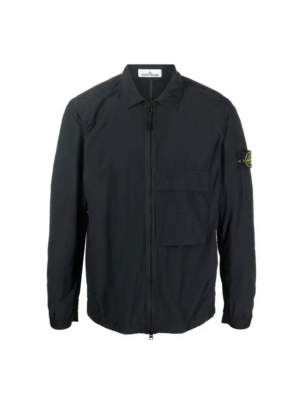 Куртка garment dyed naslan light overshirt 'black' Stone Island — изображение 1 из 3, черный