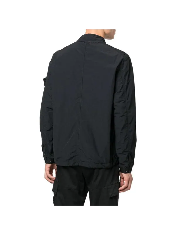 Куртка garment dyed naslan light overshirt 'black' Stone Island — изображение 3 из 3, черный