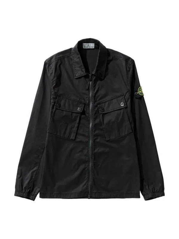 Куртка compass patch zip up shirt 'black' Stone Island — изображение 1 из 2, черный