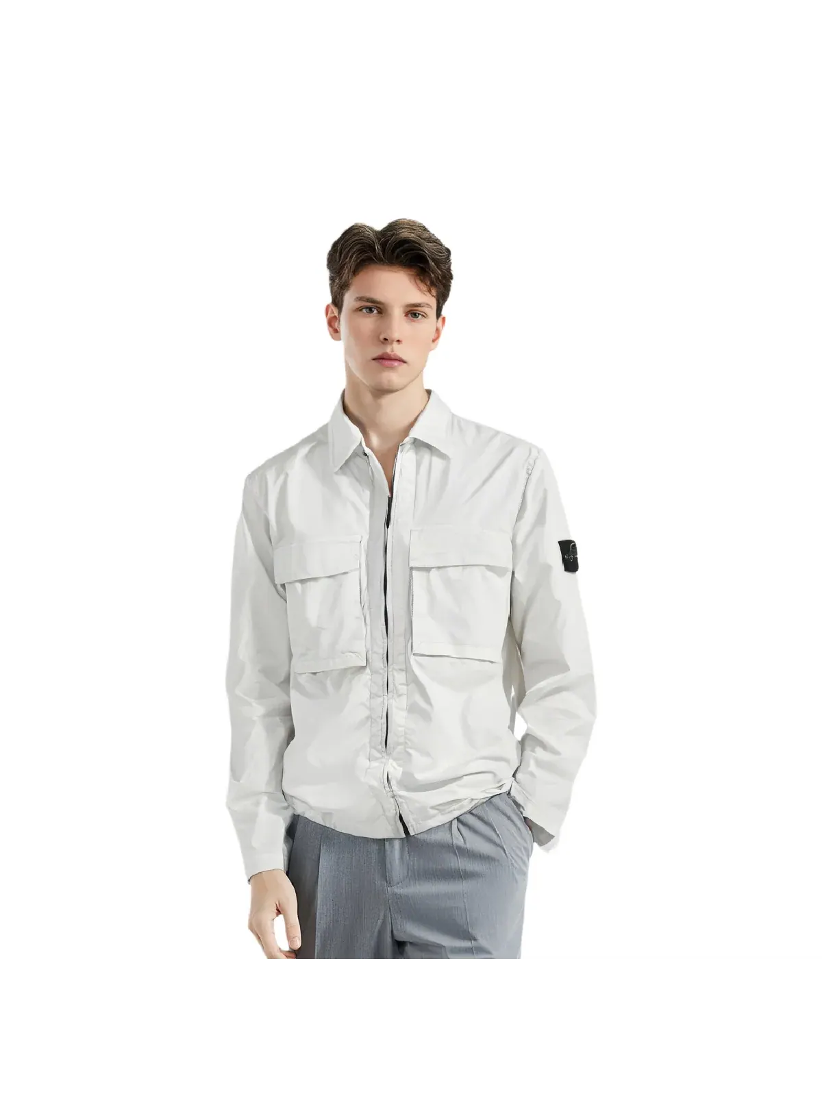 Куртка Stone Island Logo Zip — изображение 1 из 4, белый