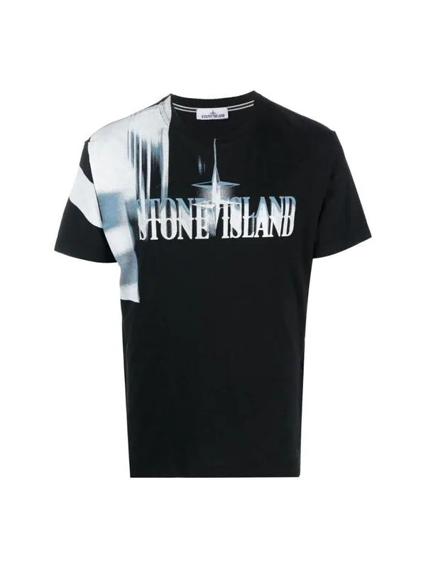 Футболка blurred logo t-shirt 'black' Stone Island — изображение 1 из 3, черный