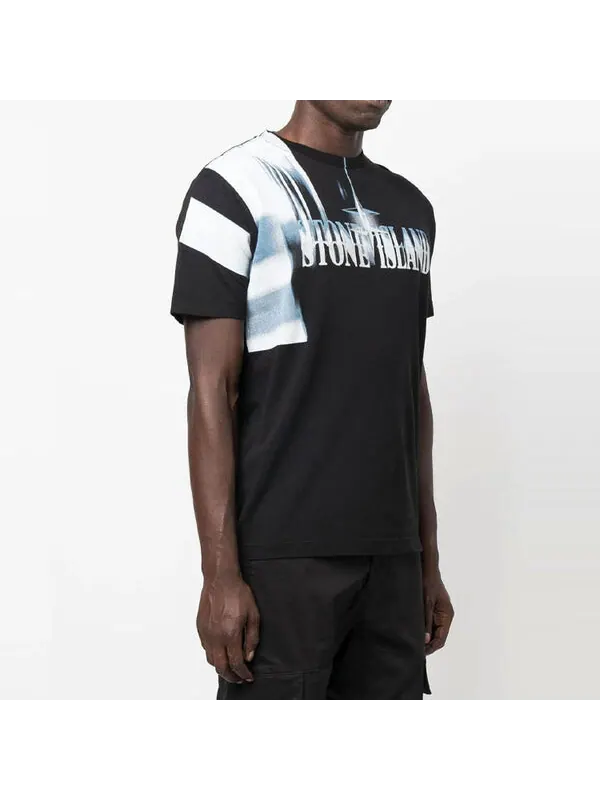 Футболка blurred logo t-shirt 'black' Stone Island — изображение 3 из 3, черный
