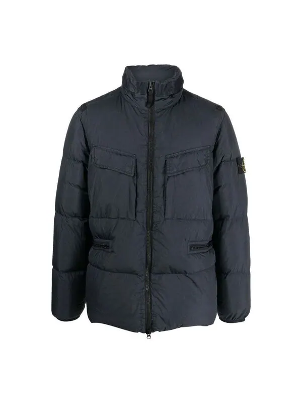 Куртка waffen patch crinkle labs down padded jacket 'black' Stone Island — изображение 1 из 4, черный