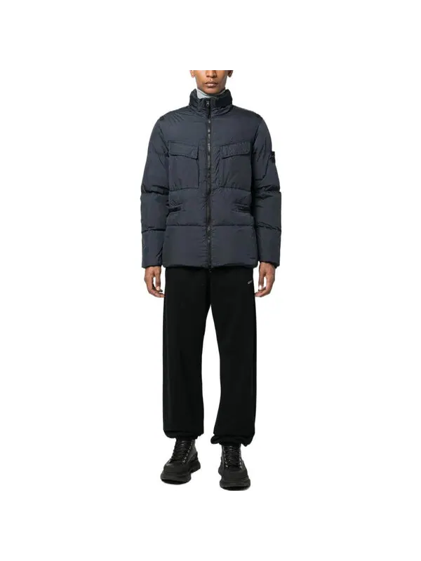 Куртка waffen patch crinkle labs down padded jacket 'black' Stone Island — изображение 2 из 4, черный
