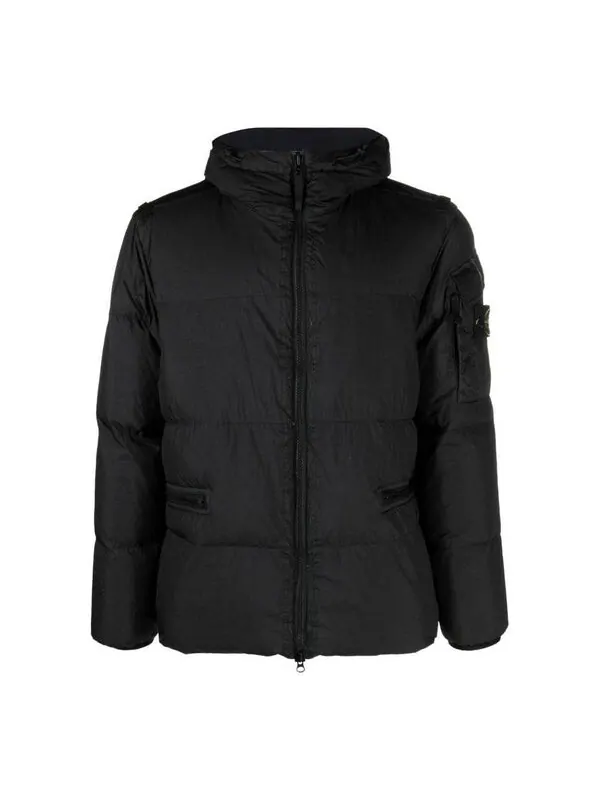 Куртка crinkle reps down jacket 'black' Stone Island — изображение 1 из 3, черный