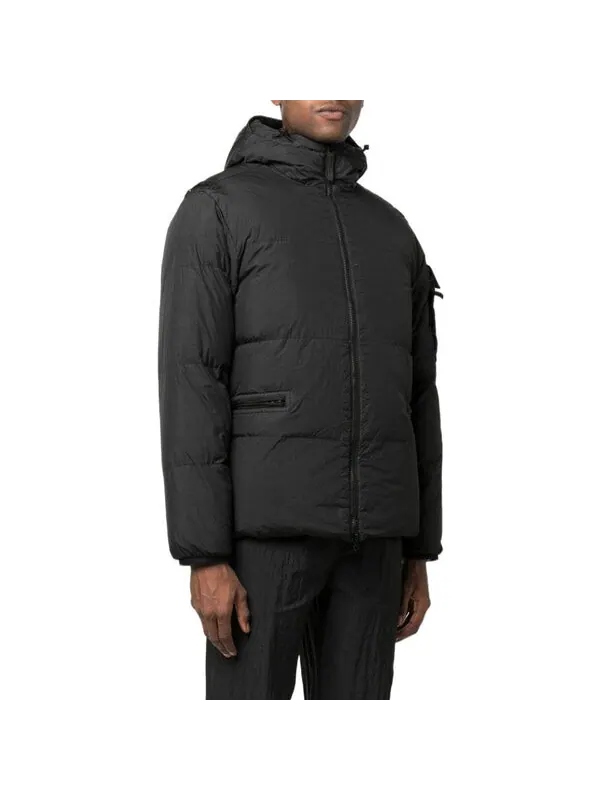 Куртка crinkle reps down jacket 'black' Stone Island — изображение 3 из 3, черный