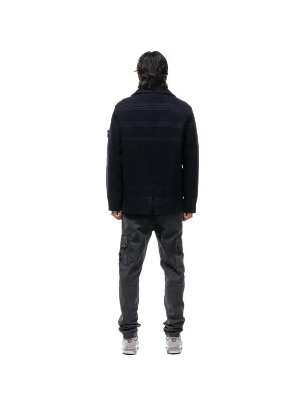 Куртка double-breasted logo patch jacket 'black' Stone Island — изображение 2 из 3, черный