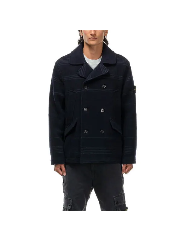 Куртка double-breasted logo patch jacket 'black' Stone Island — изображение 3 из 3, черный
