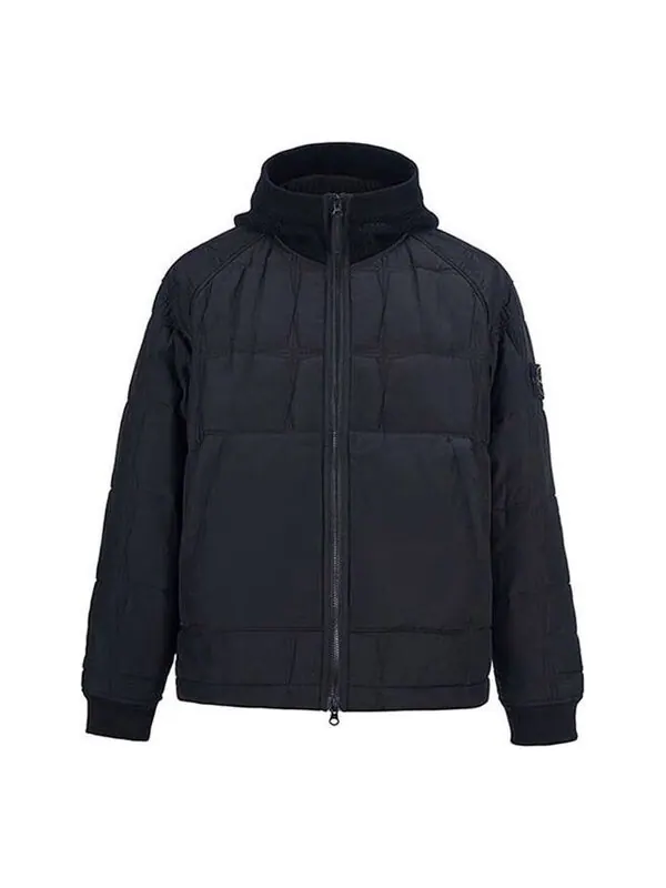 Куртка hoody zip-up jacket 'black' Stone Island — изображение 1 из 3, черный