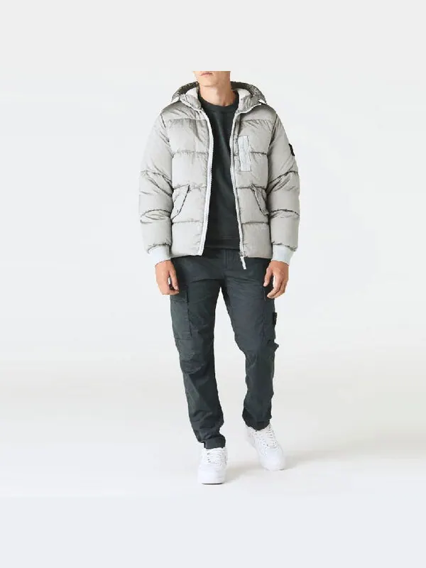 Куртка hooded down jacket 'pearl grey' Stone Island — изображение 3 из 4, серый