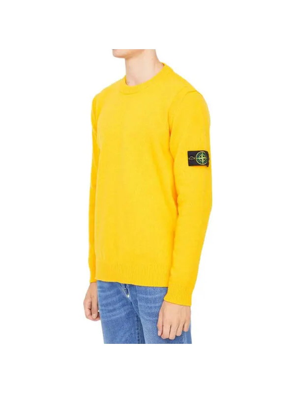 Свитер logo patch crewneck jumper 'yellow' Stone Island — изображение 4 из 4, желтый