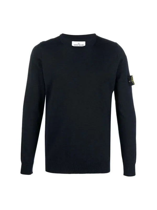 Толстовка crewneck pullover sweatshirt 'navy' Stone Island — изображение 1 из 4, темно-синий