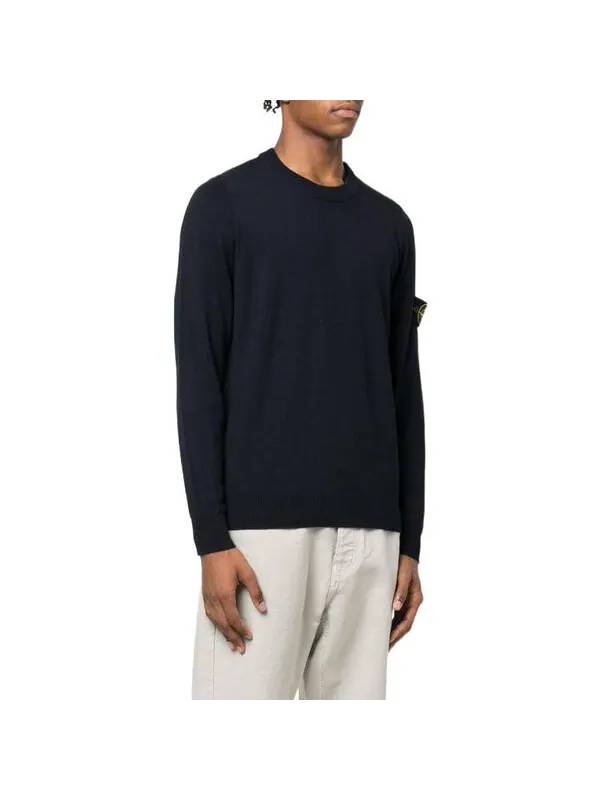 Толстовка crewneck pullover sweatshirt 'navy' Stone Island — изображение 4 из 4, темно-синий