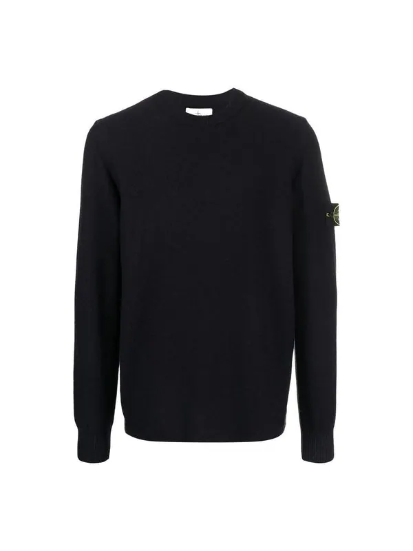 Свитер logo patch sleeved crewneck sweatshirt 'black' Stone Island — изображение 1 из 4, черный