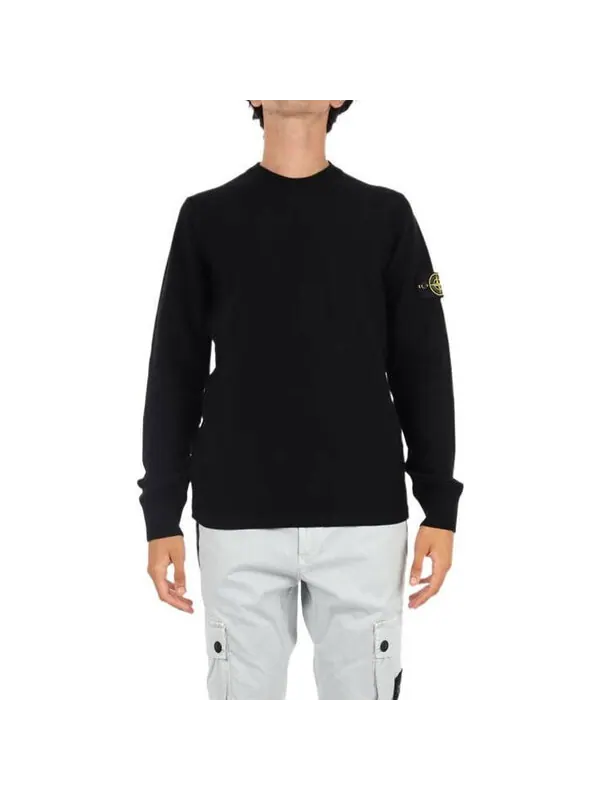 Толстовка crewneck pullover 'black' Stone Island — изображение 3 из 3, черный