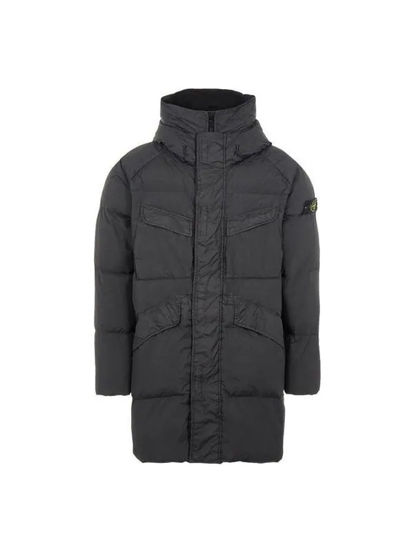 Куртка crinkle reps long down coat 'black' Stone Island — изображение 1 из 4, черный
