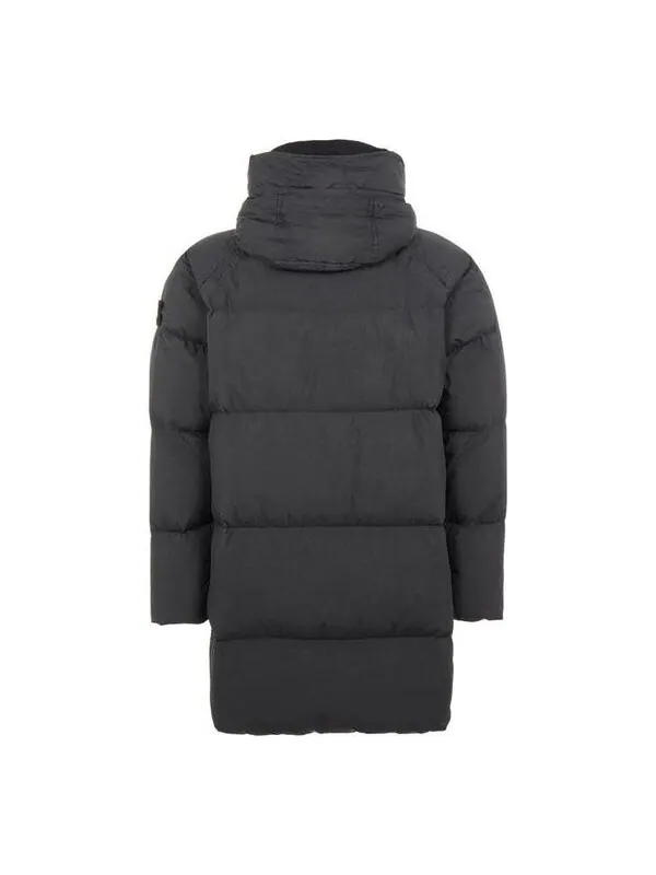 Куртка crinkle reps long down coat 'black' Stone Island — изображение 2 из 4, черный